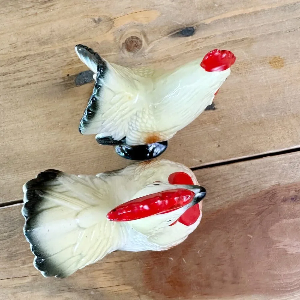 Vintage Chicken Salt Pepper‎ Shakers Rooster Hen Ceramic Shaker Farm Decor